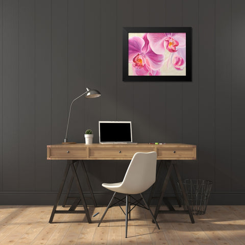 Purple Orchids Black Modern Wood Framed Art Print by Ann, Cynthia