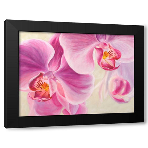 Purple Orchids Black Modern Wood Framed Art Print by Ann, Cynthia