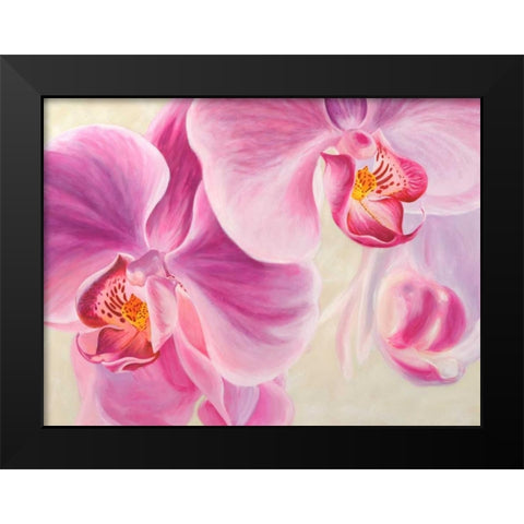 Purple Orchids Black Modern Wood Framed Art Print by Ann, Cynthia