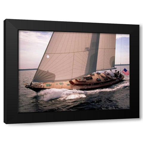 Sailboat Leaning to the Side Black Modern Wood Framed Art Print by Rabinowitz, Neil