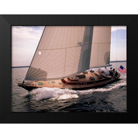 Sailboat Leaning to the Side Black Modern Wood Framed Art Print by Rabinowitz, Neil