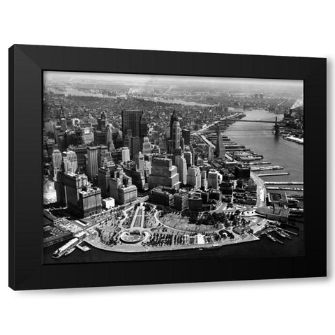 Aerial View of Manhattan Black Modern Wood Framed Art Print with Double Matting by Anonymous