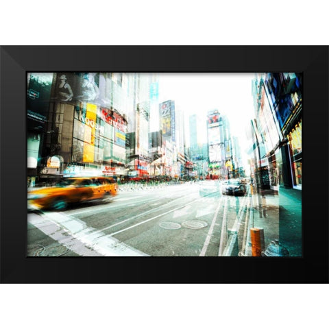 Times Square Multiexposure II Black Modern Wood Framed Art Print by Berry, Peter