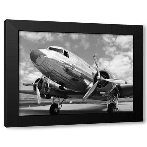 DC-3 in air field, Arizona Black Modern Wood Framed Art Print with Double Matting by Anonymous