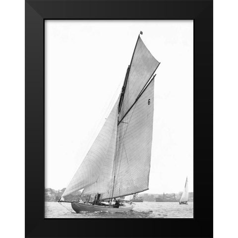 Sailing in Sydney Harbour Black Modern Wood Framed Art Print by Anonymous