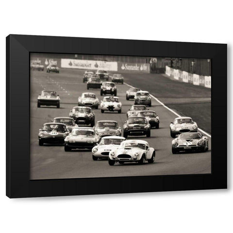 Silverstone Classic Race Black Modern Wood Framed Art Print by Gasoline Images
