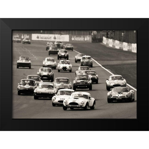Silverstone Classic Race Black Modern Wood Framed Art Print by Gasoline Images