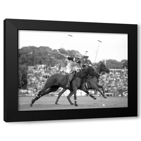 Polo players, Argentina Black Modern Wood Framed Art Print with Double Matting by Anonymous