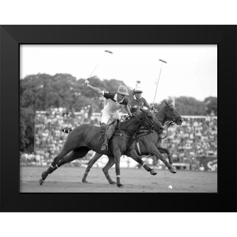 Polo players, Argentina Black Modern Wood Framed Art Print by Anonymous