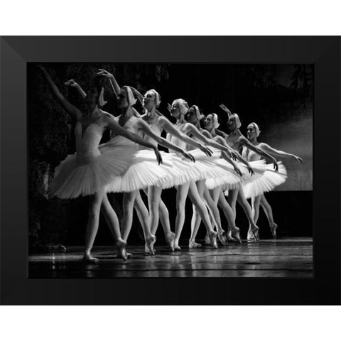 Swan Lake ballet Black Modern Wood Framed Art Print by Anonymous
