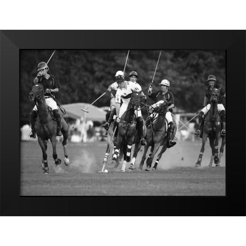 Polo players, New York Black Modern Wood Framed Art Print by Anonymous
