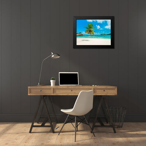 Tropical beach, Seychelles (detail) Black Modern Wood Framed Art Print by Anonymous