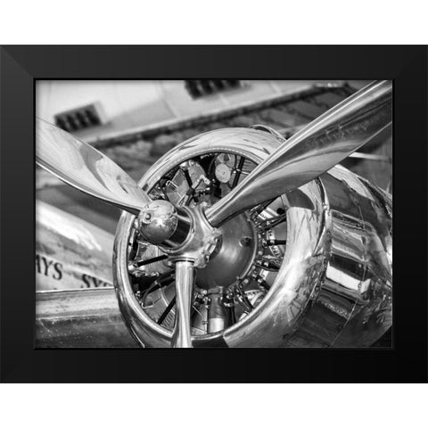 Vintage airplane propeller Black Modern Wood Framed Art Print by Anonymous