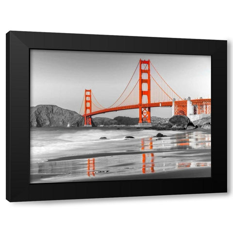 Baker beach and Golden Gate Bridge, San Francisco Black Modern Wood Framed Art Print with Double Matting by Anonymous