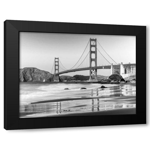 Baker beach and Golden Gate Bridge, San Francisco Black Modern Wood Framed Art Print with Double Matting by Anonymous