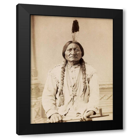 Sitting Bull- Lakota- 1885 Black Modern Wood Framed Art Print by Anonymous