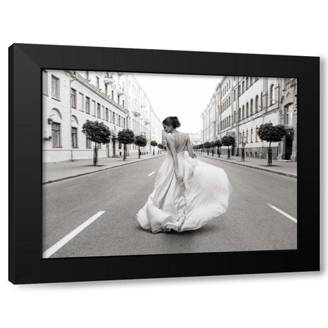 Walking Down a Road Black Modern Wood Framed Art Print with Double Matting by Haute Photo Collection