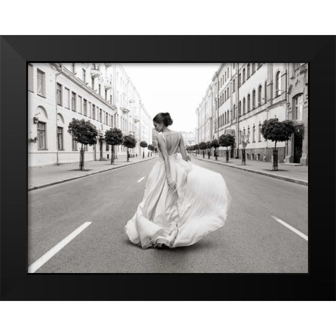 Walking Down a Road Black Modern Wood Framed Art Print by Haute Photo Collection