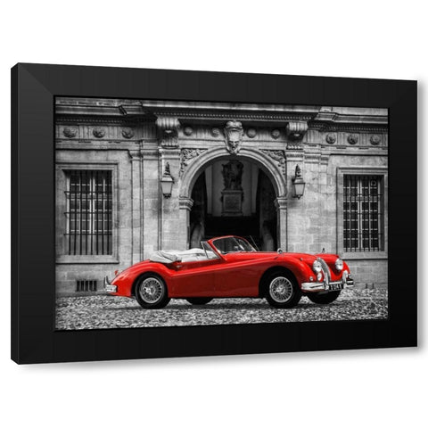 Luxury Car in front of Classic Palace Black Modern Wood Framed Art Print by Gasoline Images
