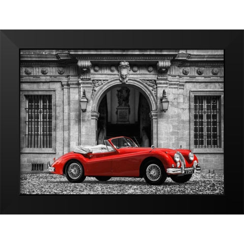 Luxury Car in front of Classic Palace Black Modern Wood Framed Art Print by Gasoline Images