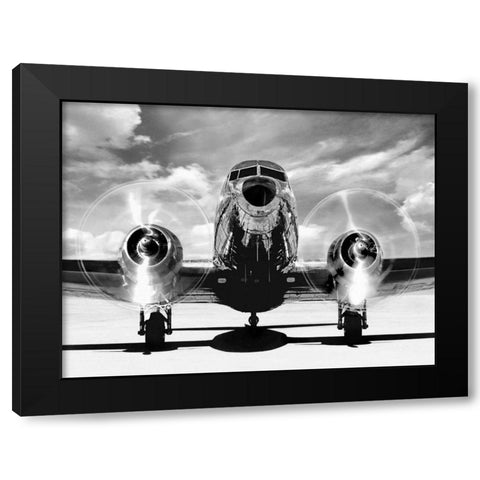 Airplaine taking off Black Modern Wood Framed Art Print by Gasoline Images