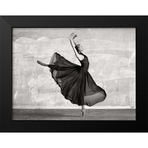 Ballerina Dancing Black Modern Wood Framed Art Print by Haute Photo Collection