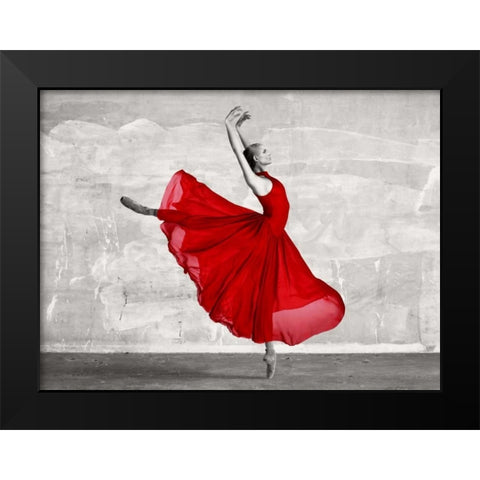 Ballerina in Red Black Modern Wood Framed Art Print by Haute Photo Collection