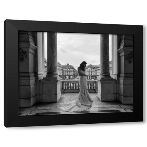 Balcony on a boulevard, Paris Black Modern Wood Framed Art Print with Double Matting by Haute Photo Collection