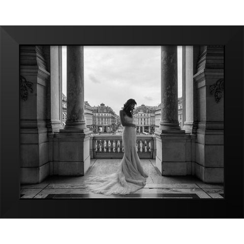Balcony on a boulevard, Paris Black Modern Wood Framed Art Print by Haute Photo Collection