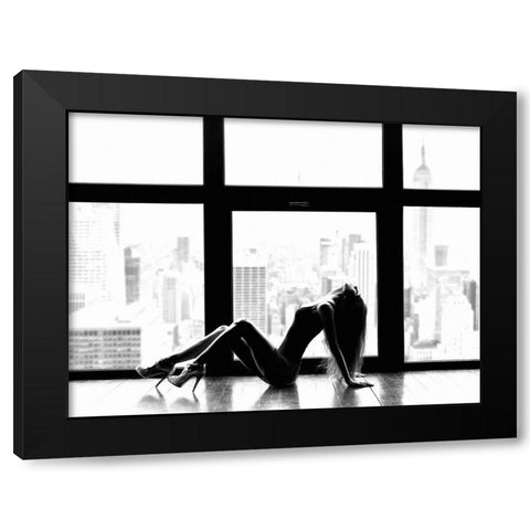 Up in the sky (Manhattan) Black Modern Wood Framed Art Print with Double Matting by Lauren, Julian