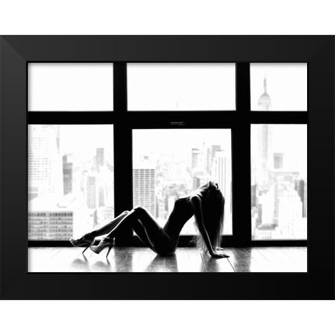 Up in the sky (Manhattan) Black Modern Wood Framed Art Print by Lauren, Julian