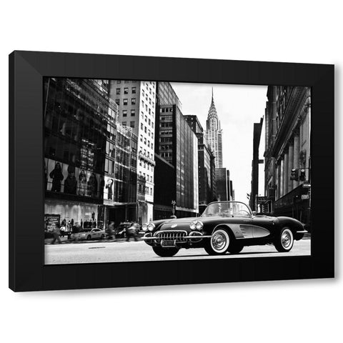 Roadster in NYC Black Modern Wood Framed Art Print with Double Matting by Gasoline Images