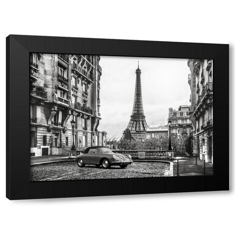 Roadster in Paris Black Modern Wood Framed Art Print with Double Matting by Gasoline Images