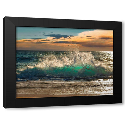 Wave crashing on the beach, Kauai Island, Hawaii Black Modern Wood Framed Art Print by Pangea Images