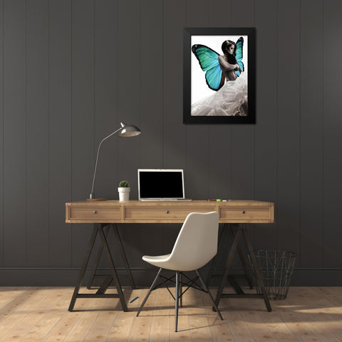 Winged Beauty -1 (detail) Black Modern Wood Framed Art Print by Lauren, Julian