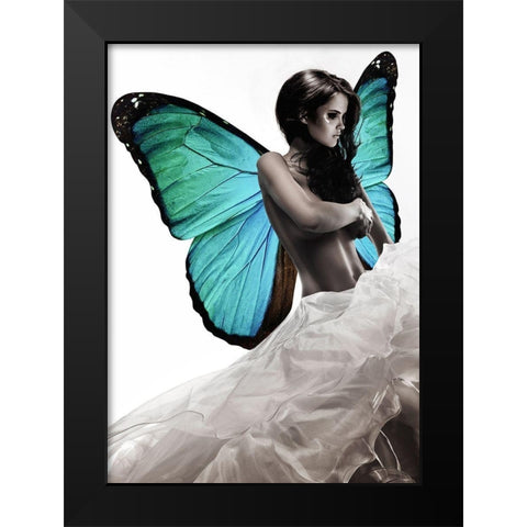 Winged Beauty -1 (detail) Black Modern Wood Framed Art Print by Lauren, Julian