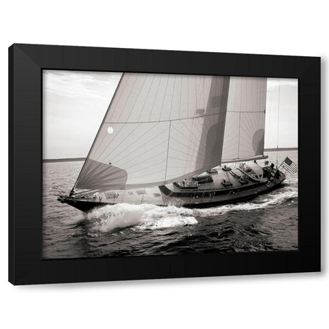 Sailboat Leaning to the Side (BW) Black Modern Wood Framed Art Print with Double Matting by Rabinowitz, Neil