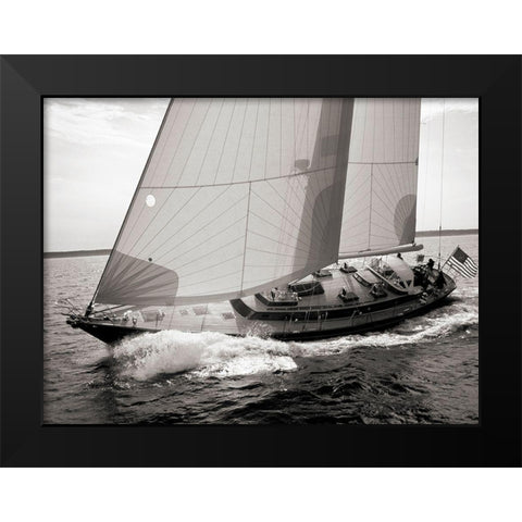 Sailboat Leaning to the Side (BW) Black Modern Wood Framed Art Print by Rabinowitz, Neil