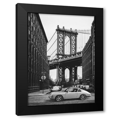 By the Manhattan Bridge - BW Black Modern Wood Framed Art Print with Double Matting by Gasoline Images