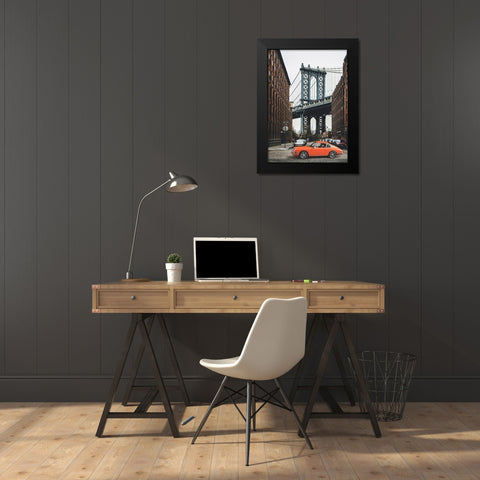 By the Manhattan Bridge Black Modern Wood Framed Art Print by Gasoline Images