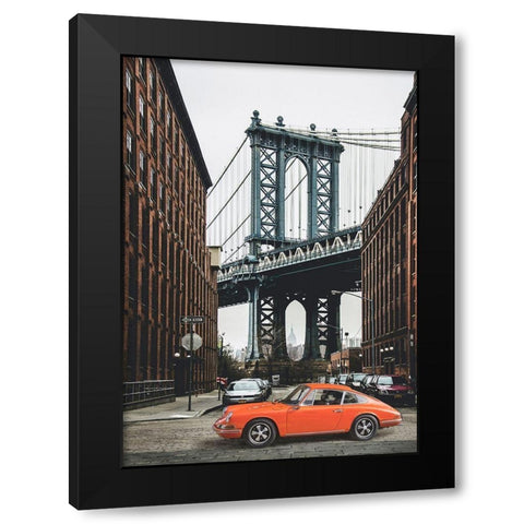 By the Manhattan Bridge Black Modern Wood Framed Art Print with Double Matting by Gasoline Images