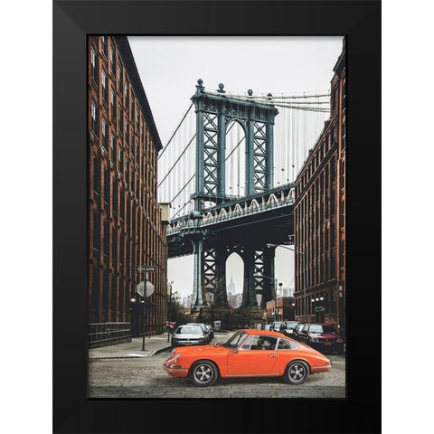 By the Manhattan Bridge Black Modern Wood Framed Art Print by Gasoline Images