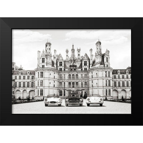Vintage Roadsters at French Castle Black Modern Wood Framed Art Print by Gasoline Images