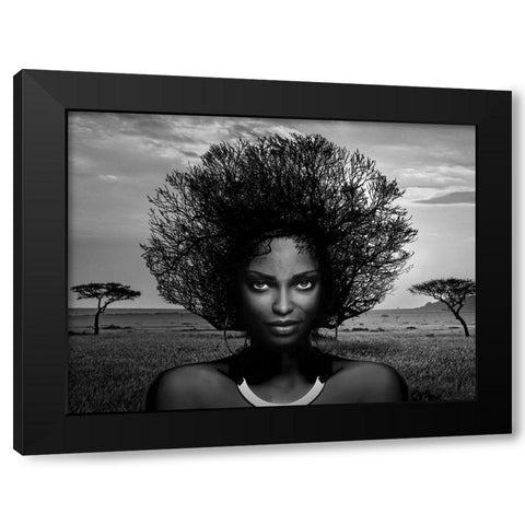 Serengeti Queen Black Modern Wood Framed Art Print with Double Matting by Lauren, Julian