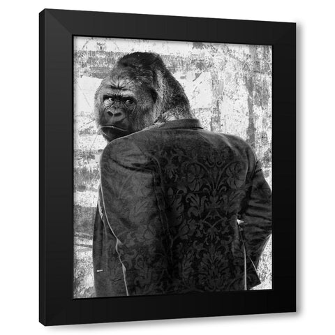Ape in a Suit Black Modern Wood Framed Art Print by VizLab