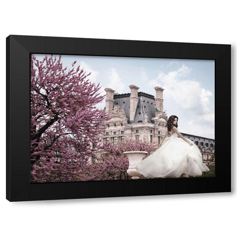 Young Woman at the Chateau de Chambord Black Modern Wood Framed Art Print with Double Matting by Haute Photo Collection