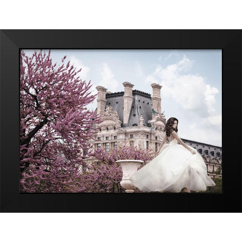 Young Woman at the Chateau de Chambord Black Modern Wood Framed Art Print by Haute Photo Collection