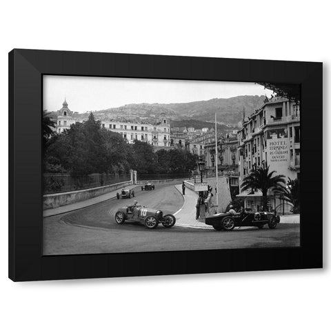 Passing at the 1932 Monaco Grand Prix Black Modern Wood Framed Art Print with Double Matting by Anonymous