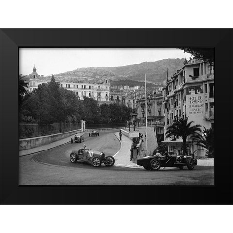 Passing at the 1932 Monaco Grand Prix Black Modern Wood Framed Art Print by Anonymous