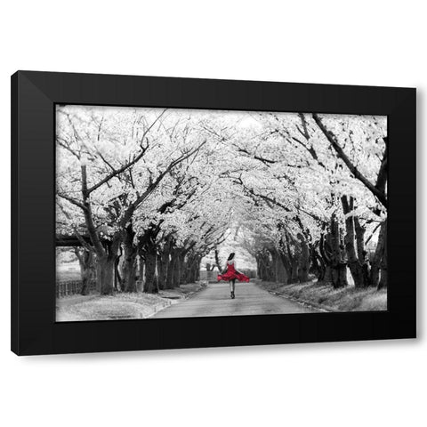 Sakura Girl Black Modern Wood Framed Art Print by Haute Photo Collection